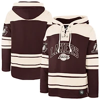 Men's '47  Maroon/Cream Los Angeles Lakers Dark Fire Superior Lacer Hoodie