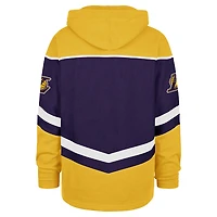Men's '47 Purple Los Angeles Lakers Oversized Tri-Satin Layup Lacer Pullover Hoodie
