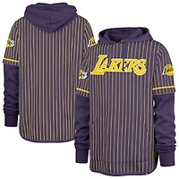 Men's '47  Purple Los Angeles Lakers Pinstripe Double Header Hoodie