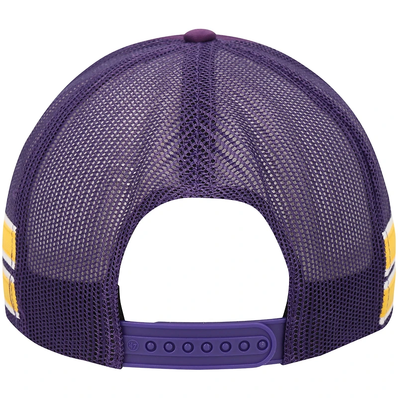 Casquette réglable de camionneur à rayures latérales '47 violettes des Lakers de Los Angeles pour hommes