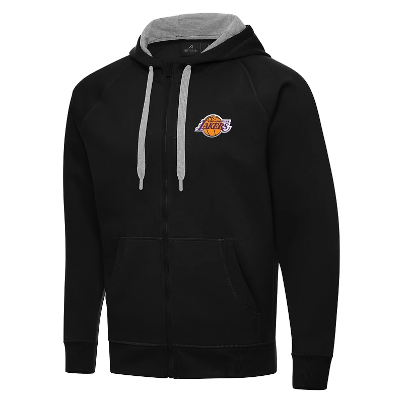 Veste à capuche zippée intégrale Antigua Black Los Angeles Lakers pour homme, grande taille