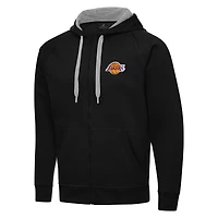 Veste à capuche zippée intégrale Antigua Black Los Angeles Lakers pour homme, grande taille
