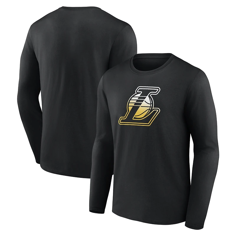 Men's Black Los Angeles Lakers Gradient Logo Long Sleeve T-Shirt