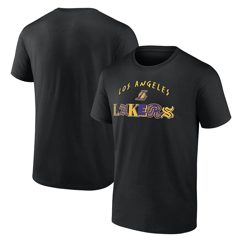 T-shirt noir pour homme avec motif graffiti des Los Angeles Lakers