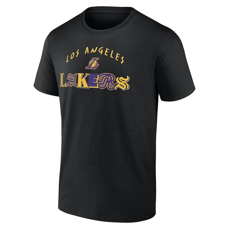 T-shirt noir pour homme avec motif graffiti des Los Angeles Lakers