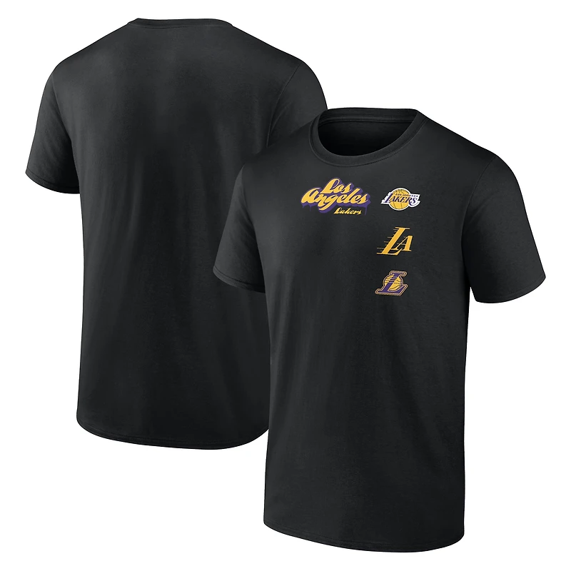 Men's  Black Los Angeles Lakers Graffiti Logos T-Shirt