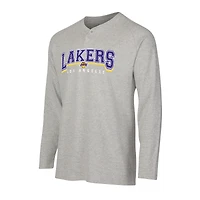Men's Concepts Sport  Gray Los Angeles Lakers Hawthorn Thermal Knit Long Sleeve Henley T-Shirt