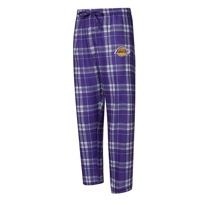 Men's Concepts Sport Purple/Heather Gray Los Angeles Lakers Regulate Long Sleeve T-Shirt & Plaid Pant Set