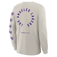 Men's Fanatics Cream Los Angeles Lakers Crossover Collection Ball Screen Action Premium Long Sleeve T-Shirt