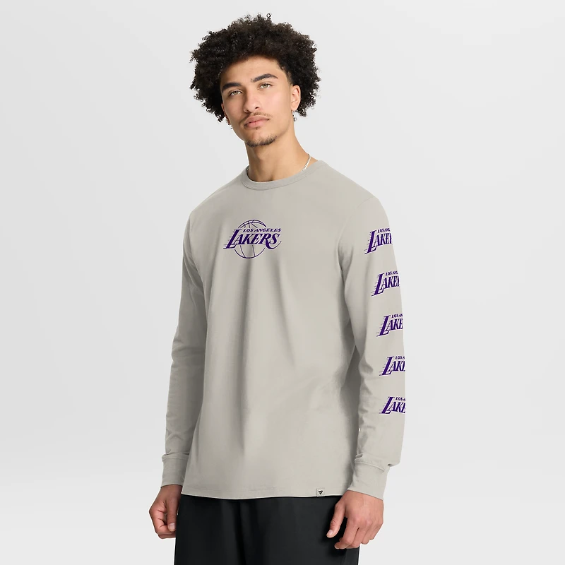 T-shirt à manches longues premium Fanatics Cream Los Angeles Lakers Crossover Collection Ball Screen Action pour homme