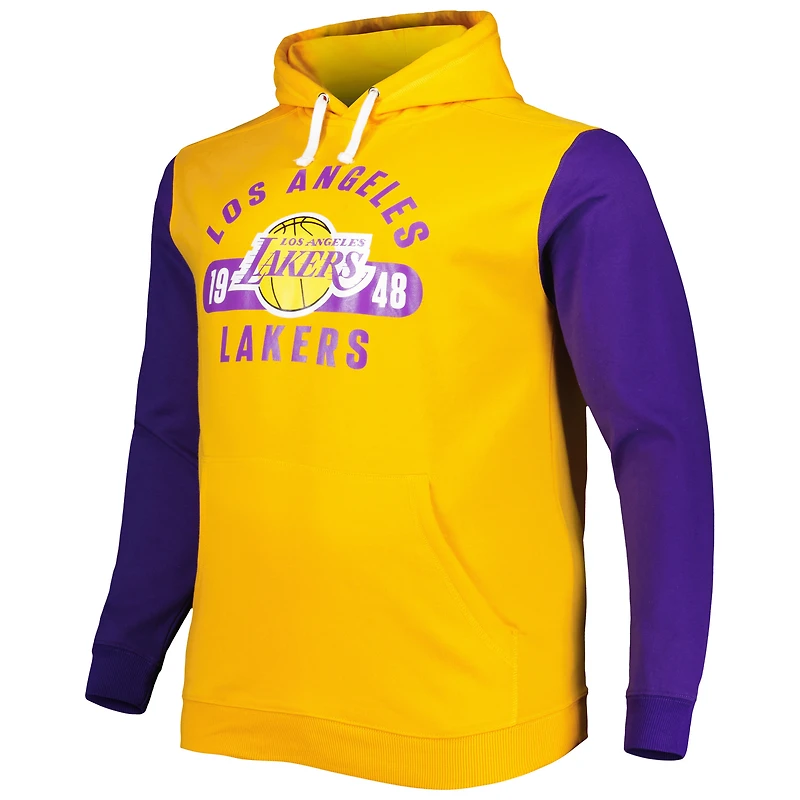 Sweat à capuche Fanatics pour hommes, or/violet, Los Angeles Lakers Big & Tall Bold Attack