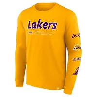 T-shirt à manches longues Fanatics Gold Los Angeles Lakers Baseline pour hommes