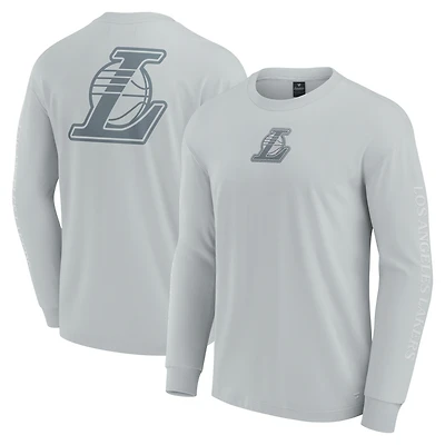 Men's Fanatics Gray Los Angeles Lakers Elements Strive Long Sleeve T-Shirt