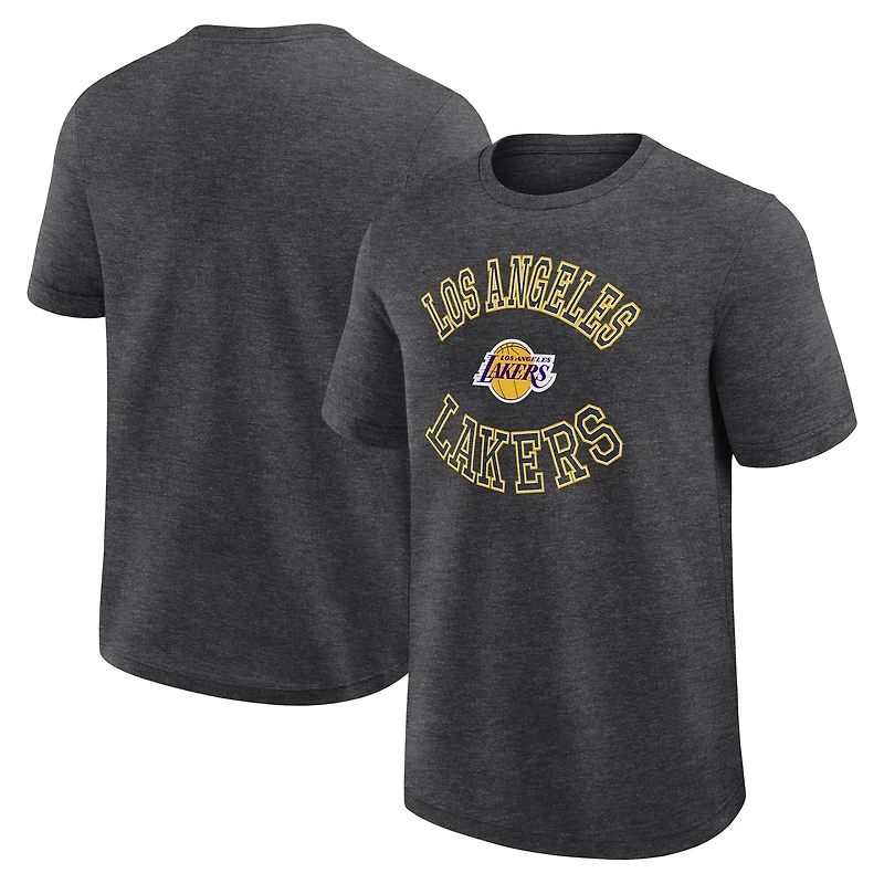 T-shirt Fanatics Heather Charcoal pour homme, inspiré des Los Angeles Lakers
