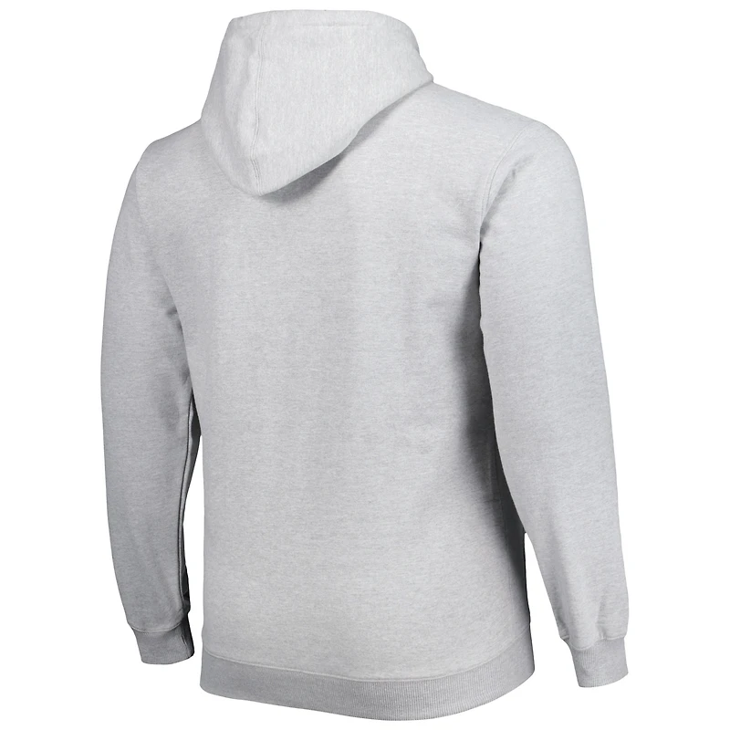 Men's Fanatics Heather Gray Los Angeles Lakers Big & Tall Wordmark Pullover Hoodie