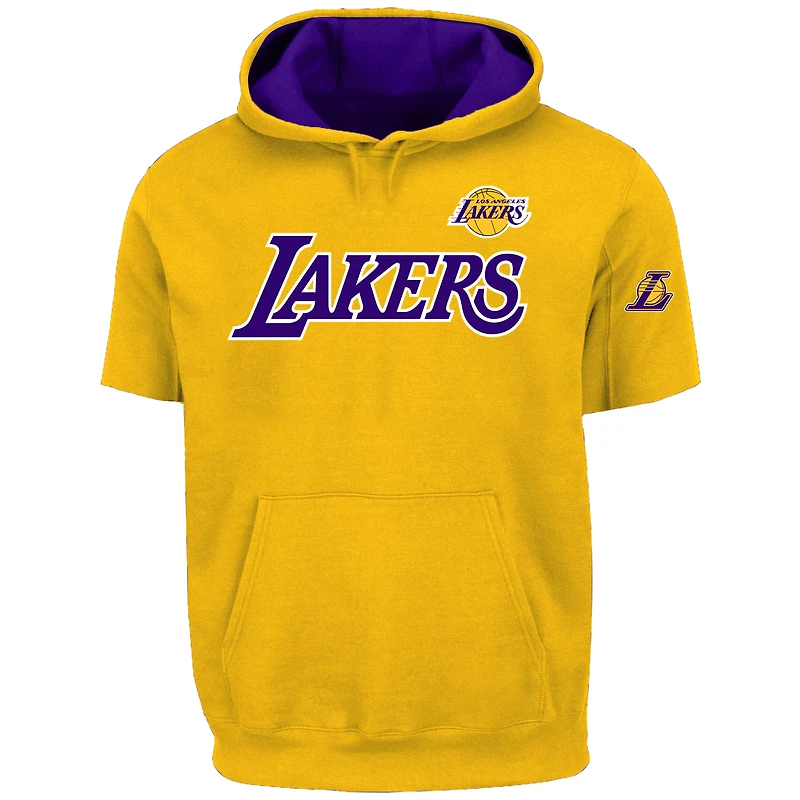 Sweat à capuche manches courtes Fanatics LeBron James Gold Los Angeles Lakers pour homme, grandes tailles