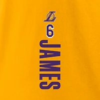 T-shirt avec nom et numéro de meneur jeu Fanatics LeBron James Gold Los Angeles Lakers pour hommes