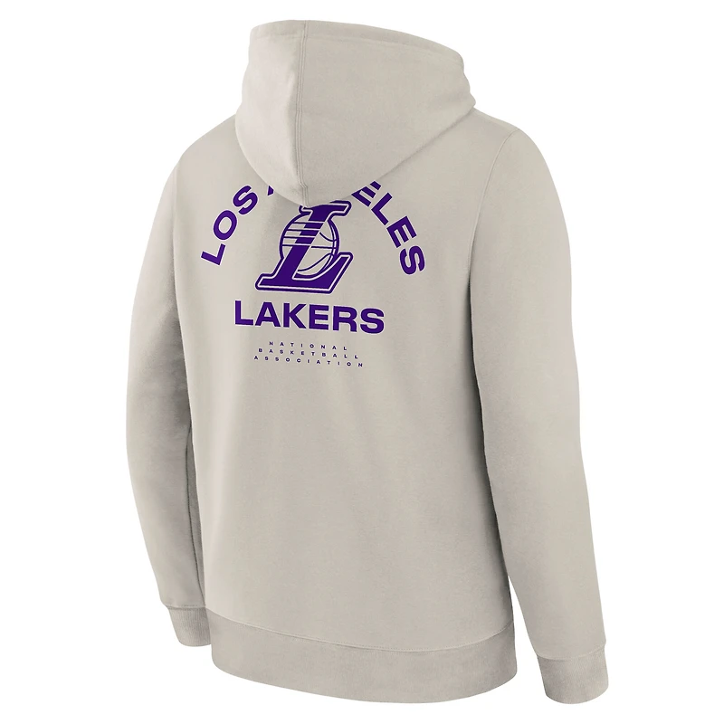 Men's Fanatics Off White Los Angeles Lakers Crossover Collection Blocked Shot Premium Pullover Hoodie