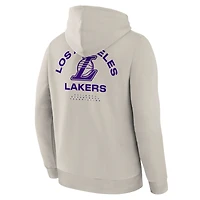 Men's Fanatics Off White Los Angeles Lakers Crossover Collection Blocked Shot Premium Pullover Hoodie