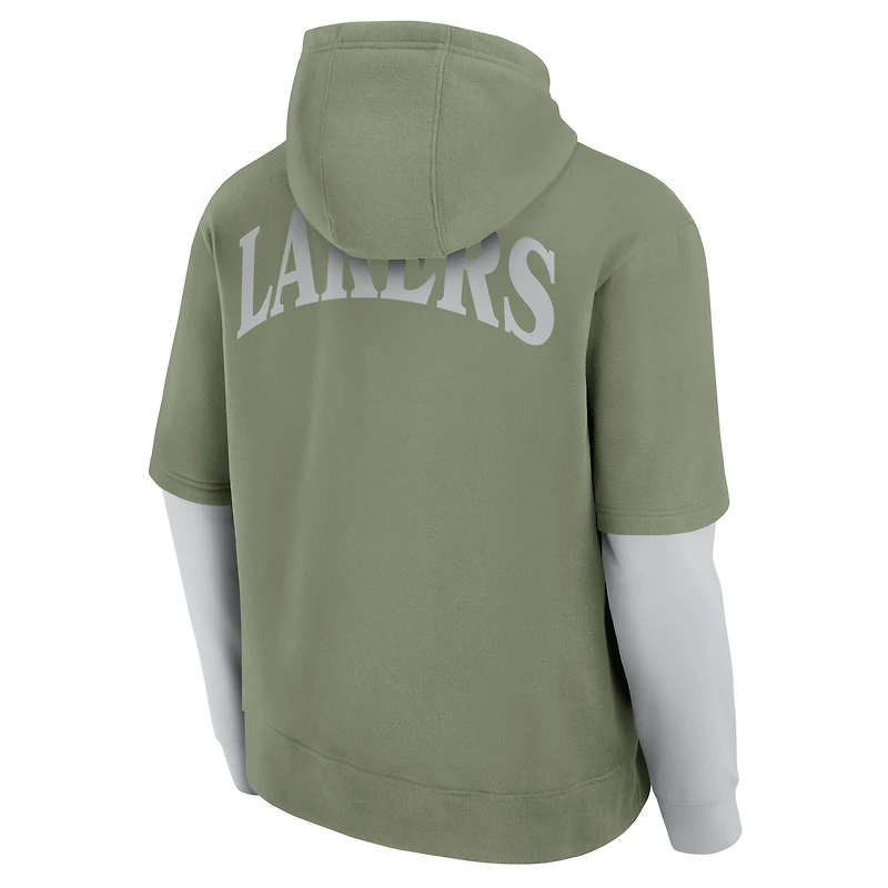 Men's Fanatics  Olive Los Angeles Lakers Elements Sleek Pullover Hoodie
