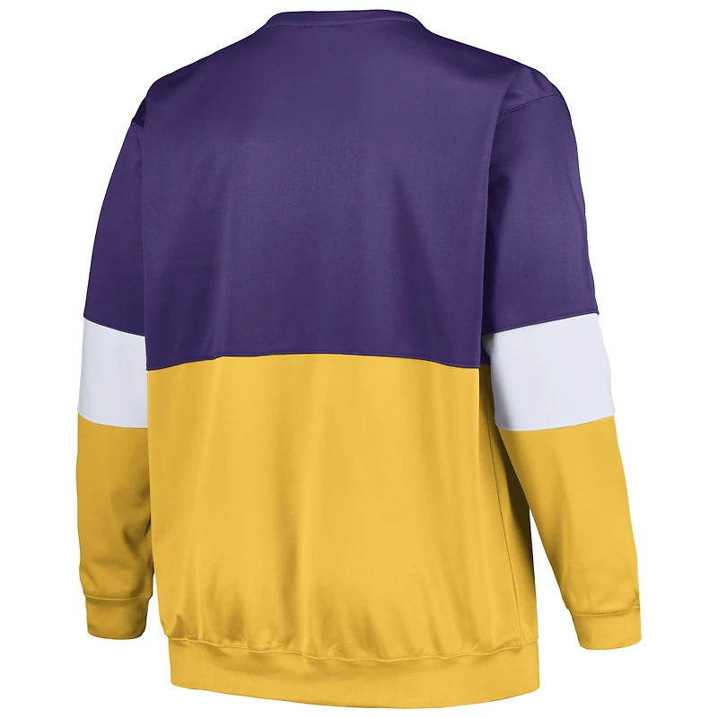 Men's Fanatics Purple/Gold Los Angeles Lakers Big & Tall Split Pullover Sweatshirt