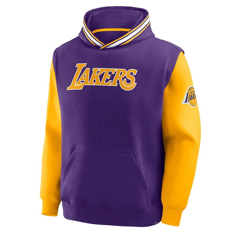 Sweat à capuche Fanatics violet/or pour homme Los Angeles Lakers Half Court Shot Clock Fastbreak