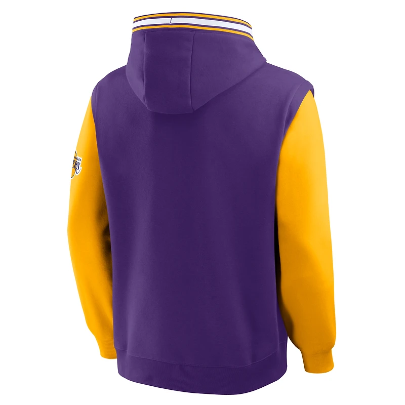 Sweat à capuche Fanatics violet/or pour homme Los Angeles Lakers Half Court Shot Clock Fastbreak