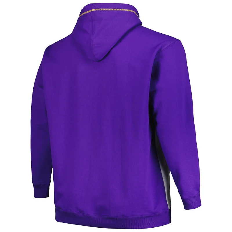 Fanatics pour hommes violet/gris chiné Los Angeles Lakers Big & Tall Sweat à capuche entièrement zippé avec coutures contrastées