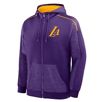 Sweat à capuche zippé Fanatics violet Los Angeles Lakers Back Door Cut Play Defender pour homme