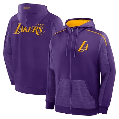 Men's Fanatics Purple Los Angeles Lakers Back Door Cut Play Defender Full-Zip Hoodie