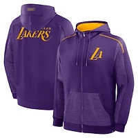 Men's Fanatics Purple Los Angeles Lakers Back Door Cut Play Defender Full-Zip Hoodie