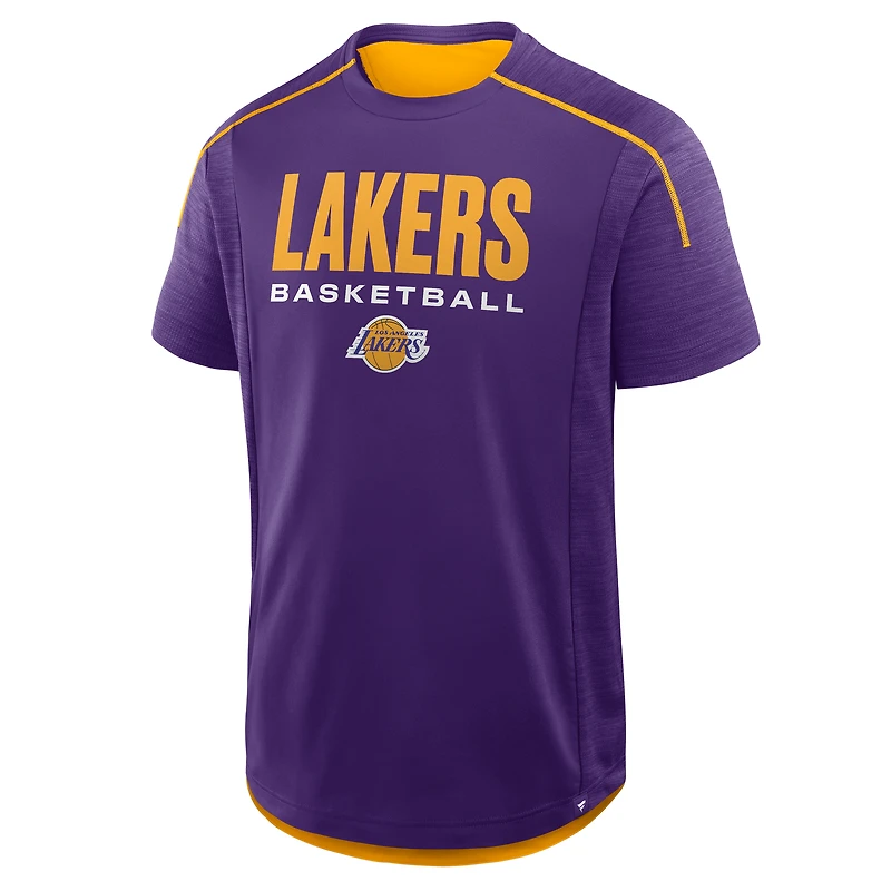 T-shirt d'entraînement de passe entrante violet Fanatics pour hommes des Los Angeles Lakers
