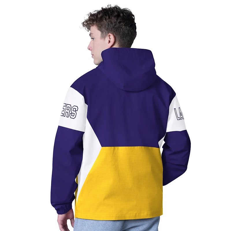 Sweat à capuche demi-zippé violet/doré G-III Sports by Carl Banks pour homme des Los Angeles Lakers