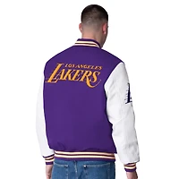 Veste Varsity en laine et cuir Moneyball pour homme G-III Sports by Carl Banks violette des Los Angeles Lakers