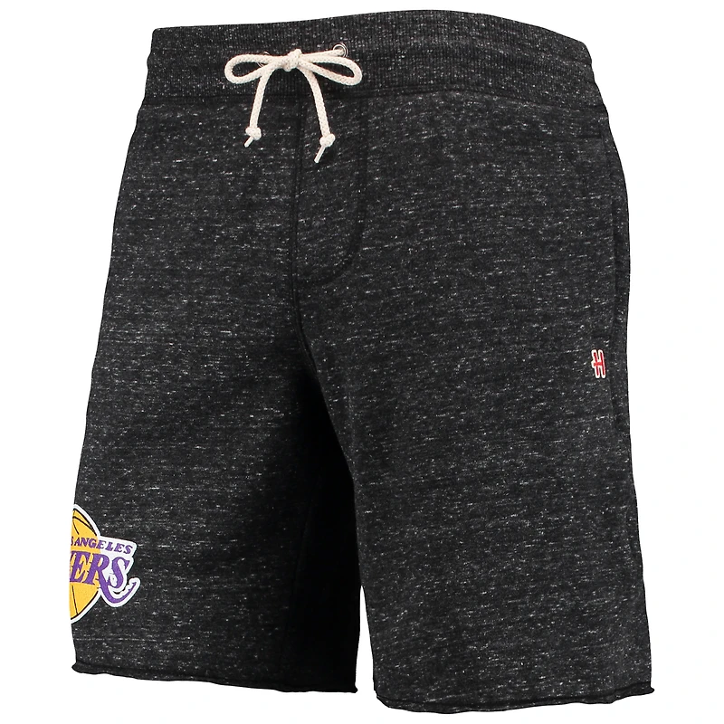 Men's Homage Charcoal Los Angeles Lakers Primary Logo Tri-Blend Sweat Shorts