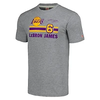 T-shirt gris à trois mélanges numéro Hommage LeBron James Los Angeles Lakers pour homme