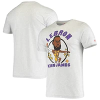 Hommage LeBron James Heathered Ash Los Angeles Lakers Caricature T-shirt triple mélange pour homme
