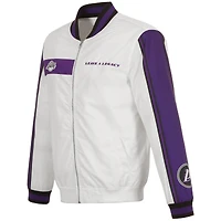 Blouson aviateur en nylon zippé blanc Los Angeles Lakers 2022/23 City Edition pour homme JH Design