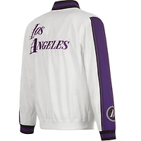 Blouson aviateur en nylon zippé blanc Los Angeles Lakers 2022/23 City Edition pour homme JH Design