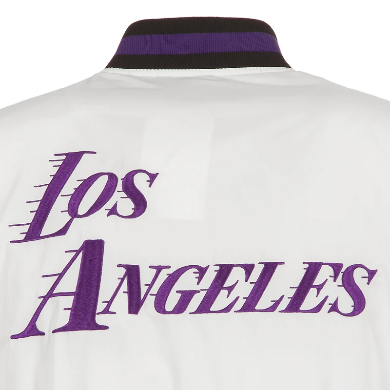 Blouson aviateur en nylon zippé blanc Los Angeles Lakers 2022/23 City Edition pour homme JH Design