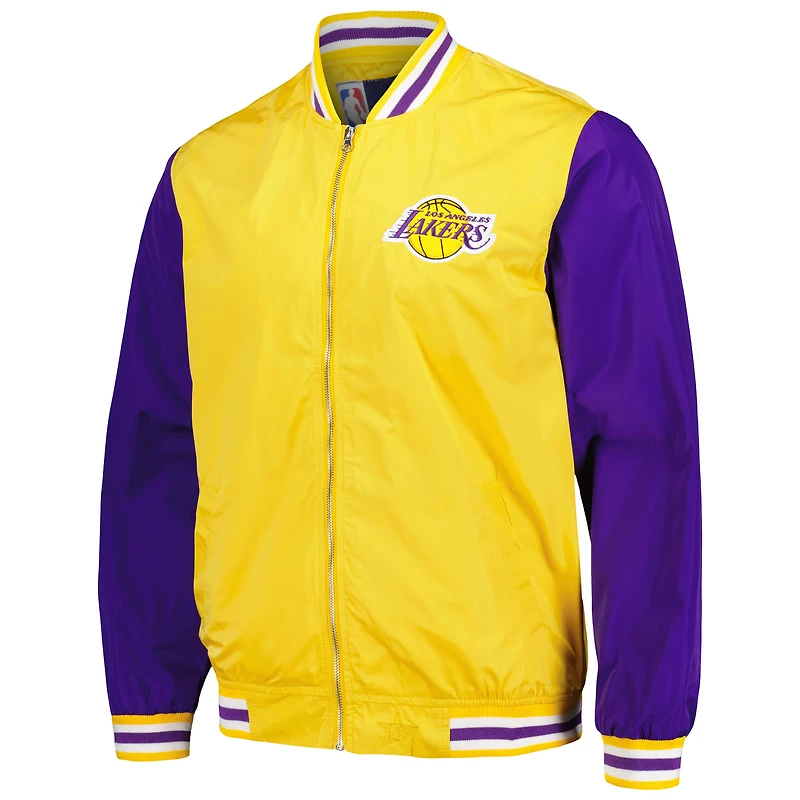 Blouson aviateur zippé jaune JH Design pour homme des Los Angeles Lakers