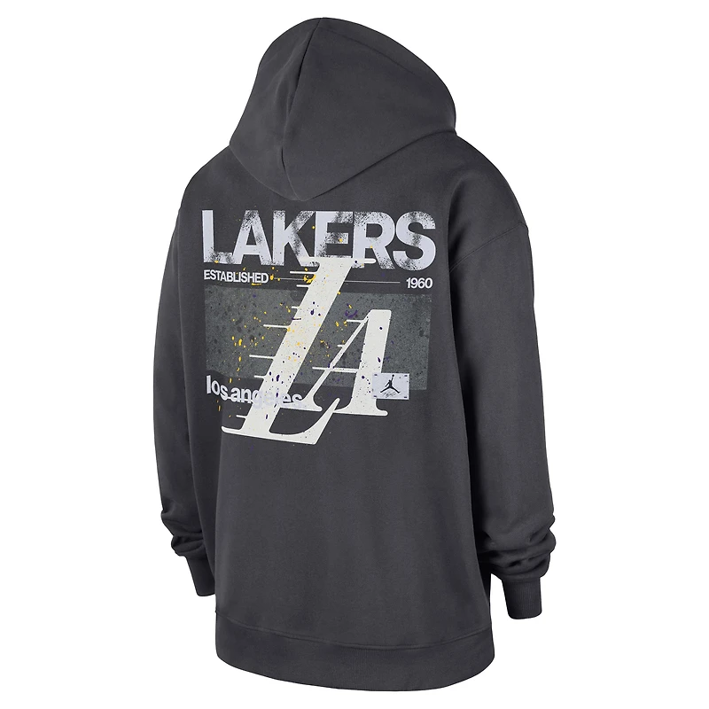 Sweat à capuche Jordan Brand anthracite Los Angeles Lakers Statement Jumpman Flight Premiere pour homme