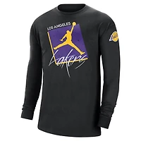 Men's Jordan Brand Black Los Angeles Lakers Courtside Max 90 Vintage Wash Statement Edition Long Sleeve T-Shirt
