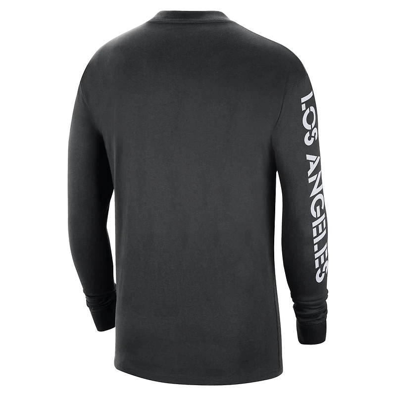 Men's Jordan Brand Black Los Angeles Lakers Courtside Max 90 Vintage Wash Statement Edition Long Sleeve T-Shirt