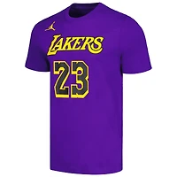 Men's Jordan Brand LeBron James Purple Los Angeles Lakers 2022/23 Statement Edition Name & Number T-Shirt