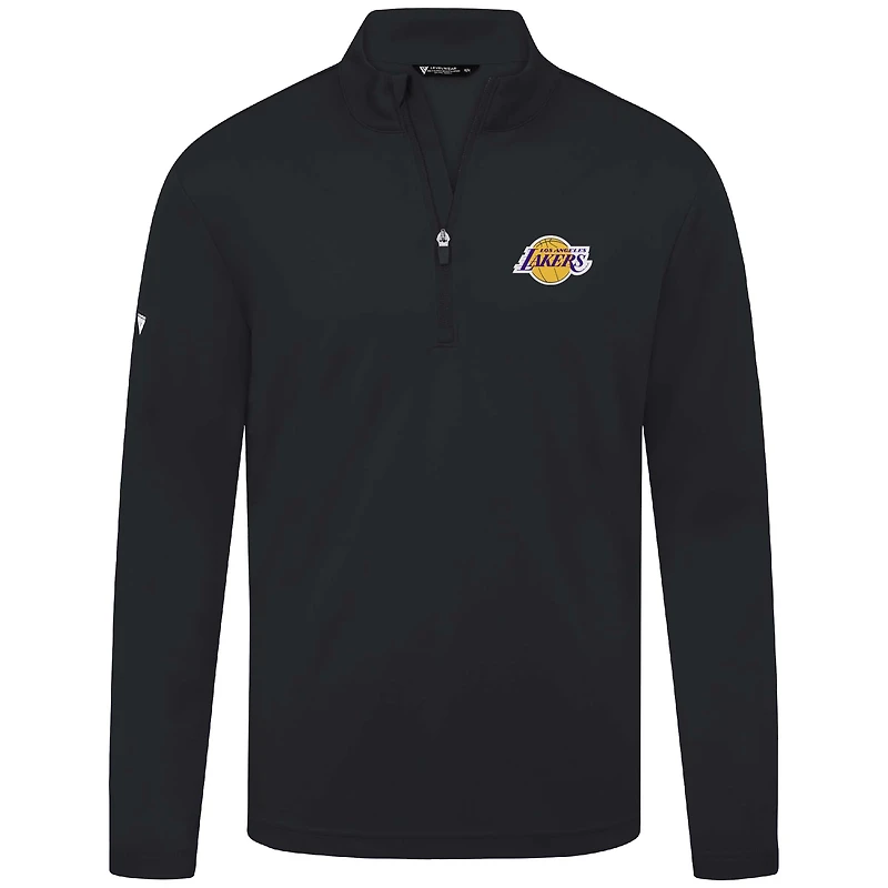 Men's Levelwear Black Los Angeles Lakers Heron Quarter-Zip Top
