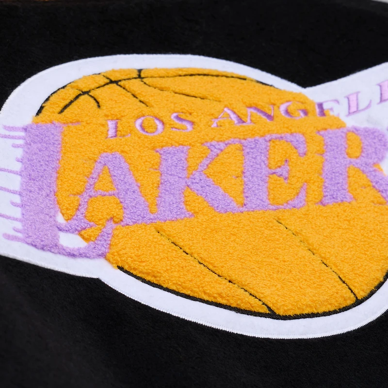 Veste universitaire Mitchell & Ness Hardwood Classics Off Day pour homme, noire et blanche, Los Angeles Lakers, à boutons-pression.