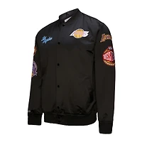 Men's Mitchell & Ness Black Los Angeles Lakers Blackout Collection Vintage Full-Snap Satin Jacket