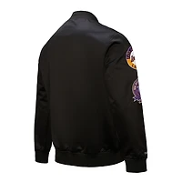 Men's Mitchell & Ness Black Los Angeles Lakers Blackout Collection Vintage Full-Snap Satin Jacket