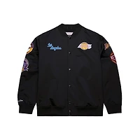 Men's Mitchell & Ness Black Los Angeles Lakers Blackout Collection Vintage Full-Snap Satin Jacket